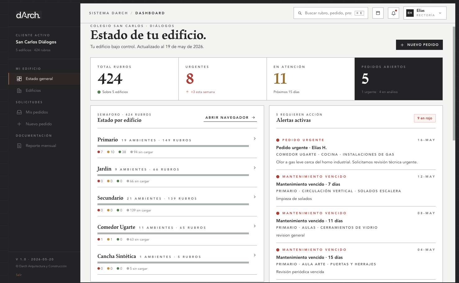 Plataforma dArch — Estado general del edificio